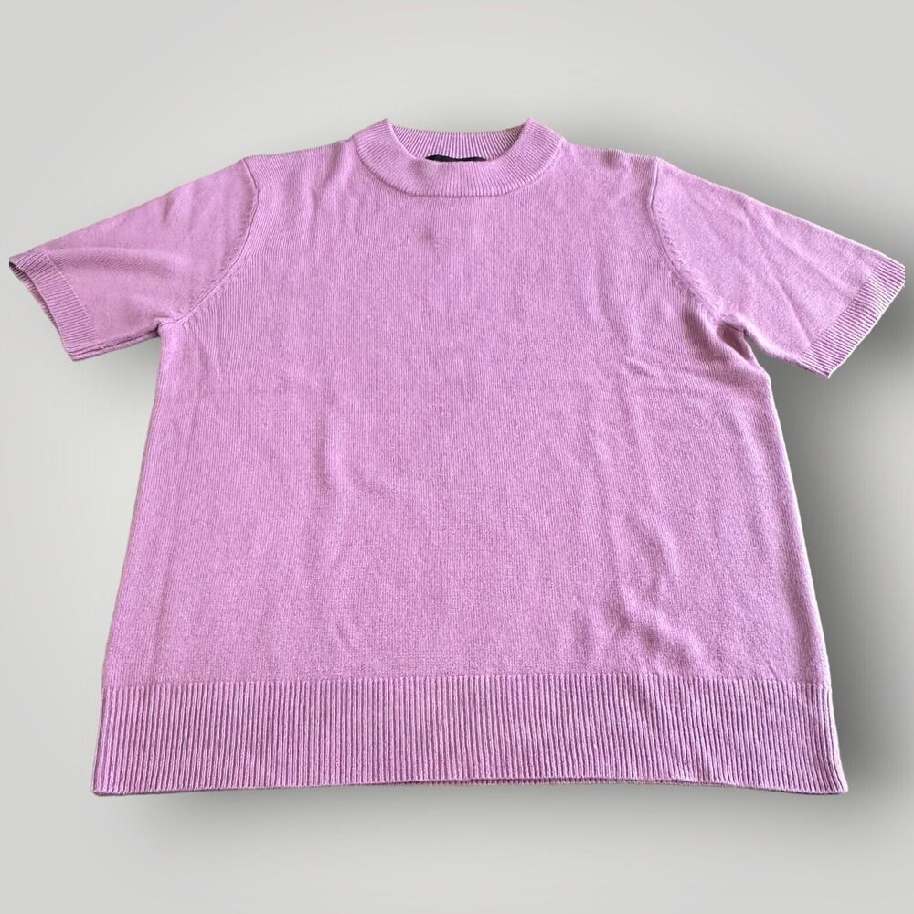 Sag Harbor Women's PM Plum Purple Short Sleeve 100% Acrylic Pullover Sweater